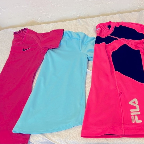 NIKE, FILA & AVIA Tops 2 Pink & 1 turquoise. Bundle of 3 Dri Fit tops. Sz large - Picture 1 of 14